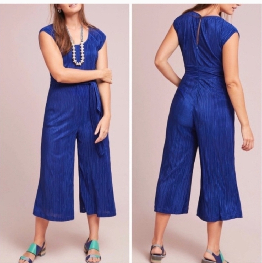 Anthro Maeve Sonata Artsy Classy Ribbed Elegant Chic Girly Hippie Art Jumpsuit 0